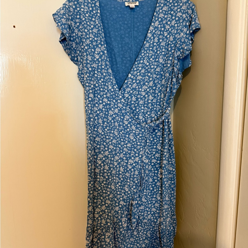 Floral Blue Wrap Dress